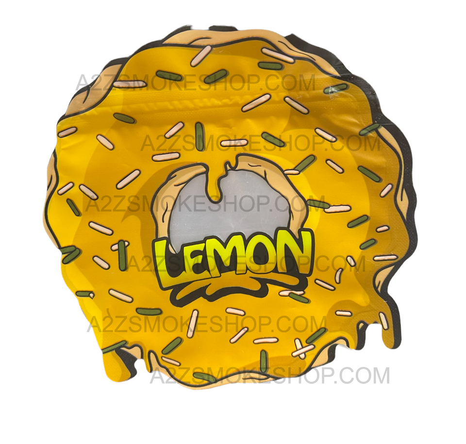 Lemon Donut cut out Mylar zip lock bag 3.5G