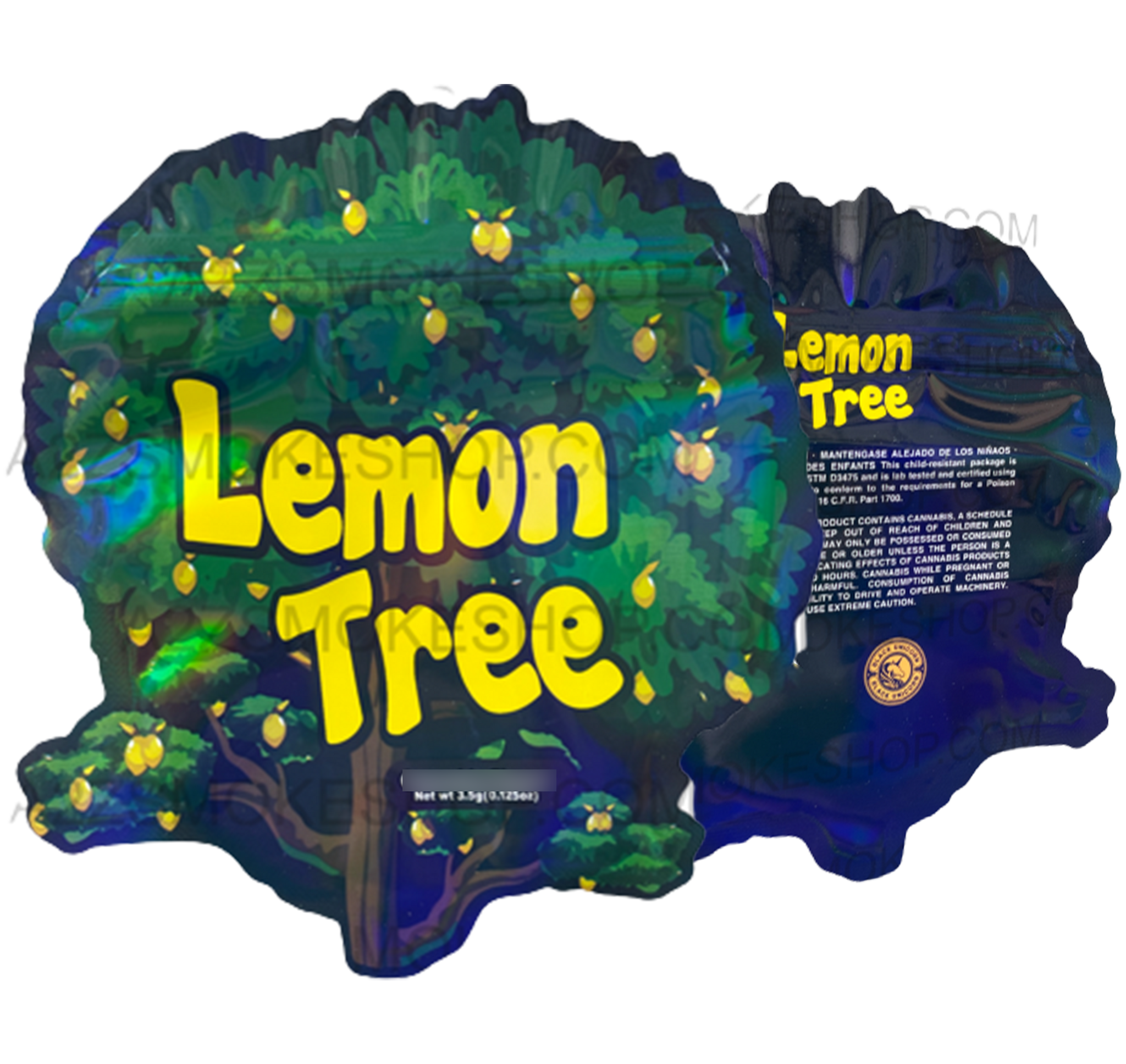 Black Unicorn Lemon Tree cut out Holographic Mylar bag 3.5g