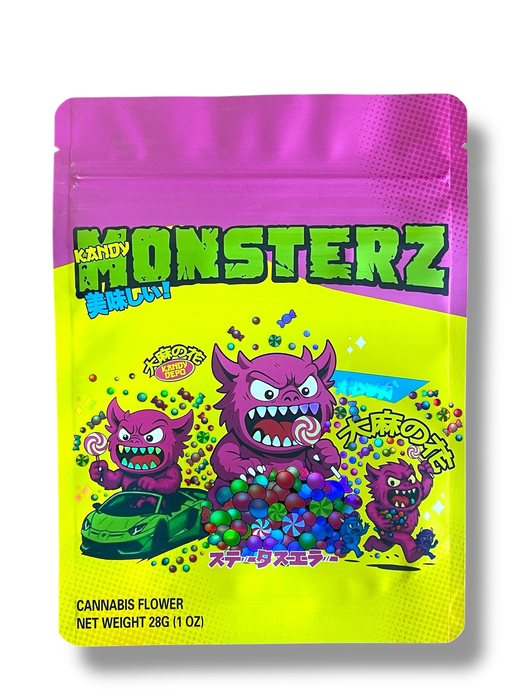 Kandy Depo Monsters 1 OZ  28G empty Mylar bag 1 ounce (50 Count)