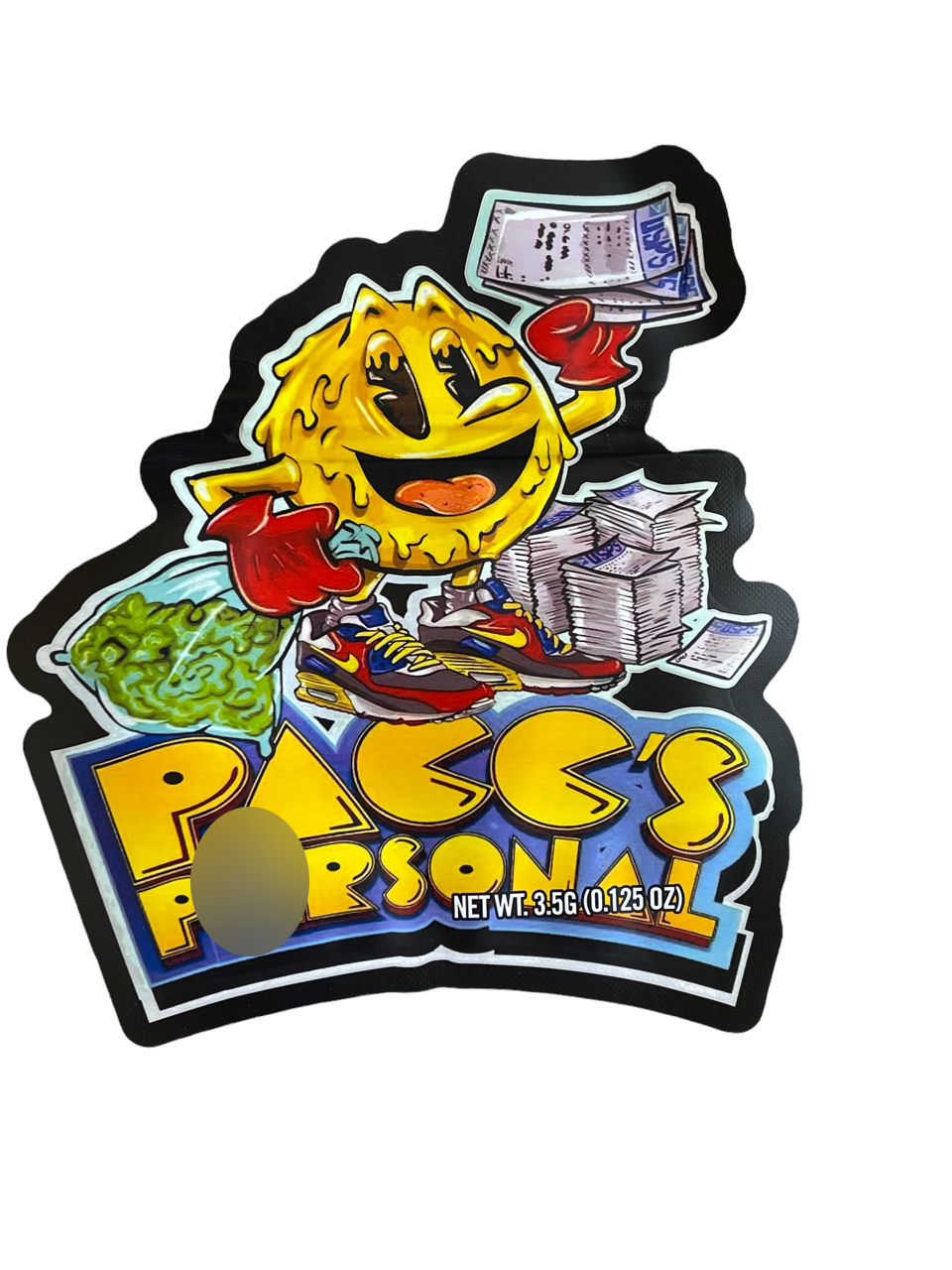 Pacc's Personal Cut Out Mylar Bags 3.5g Pac man