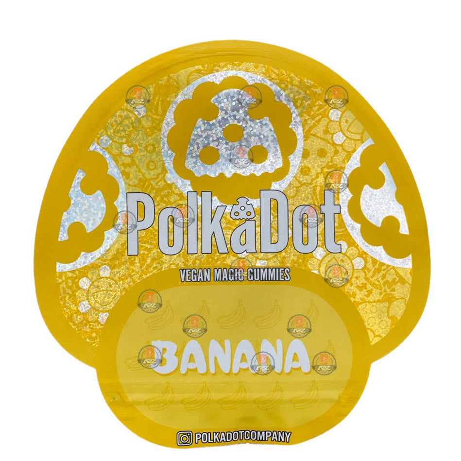 Polkadot Gummies Banana Mylar bags 3.5g (Empty Bag-Packaging only)