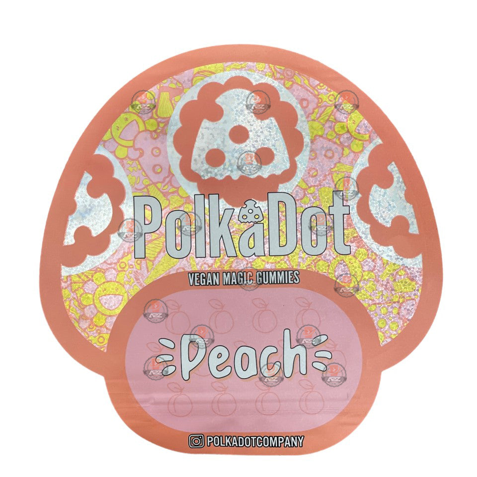Polkadot Gummies Peach Mylar bags 3.5g (Empty Bag-Packaging only)