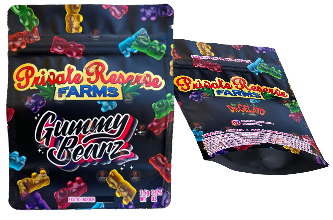 Private Reserve Farms Gummy Bears Bearz 3.5g Mylar bag  Packaging Only