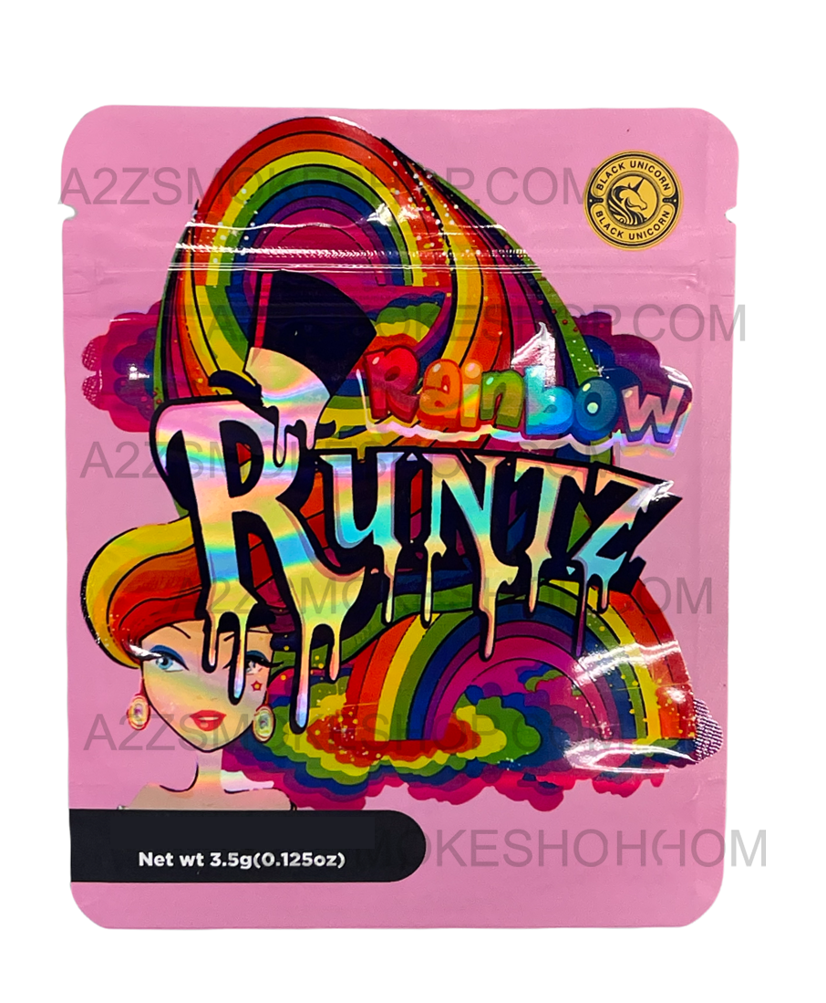 Black Unicorn Rainbow Runtz Holographic Mylar bag 3.5g