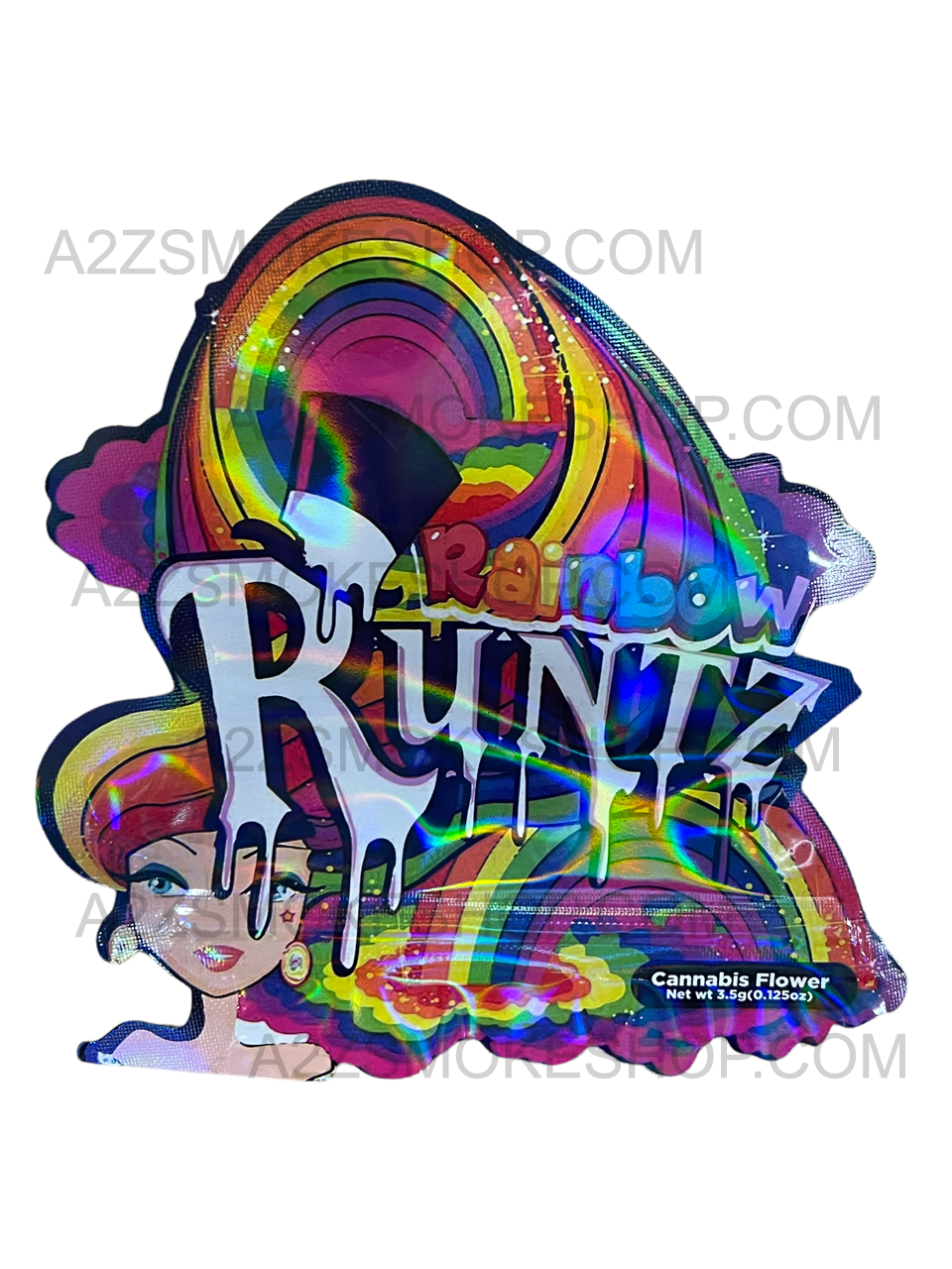 Black Unicorn Rainbow Runtz cut out Holographic Mylar bag 3.5g