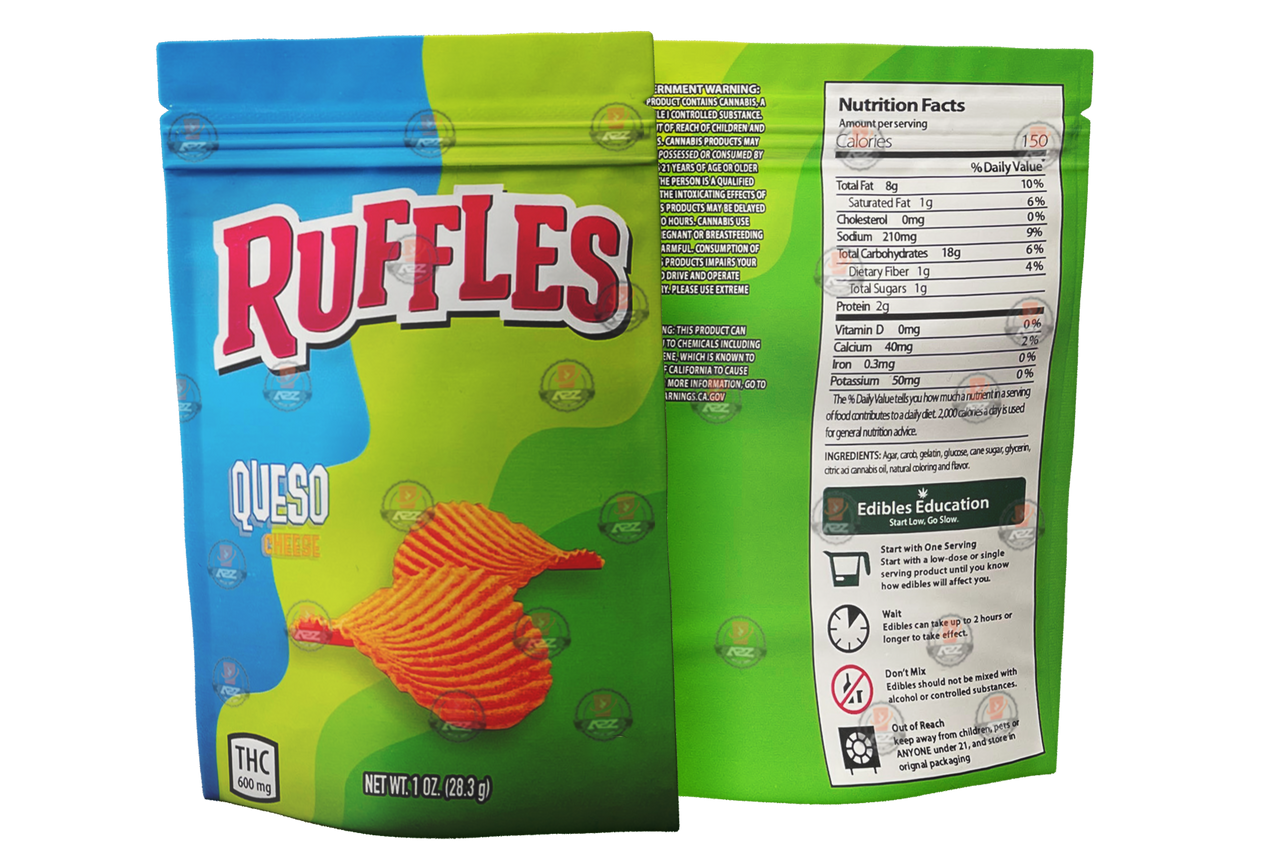 Ruffles Queso Cheese 600mg Mylar Chips bags (Bags Only)