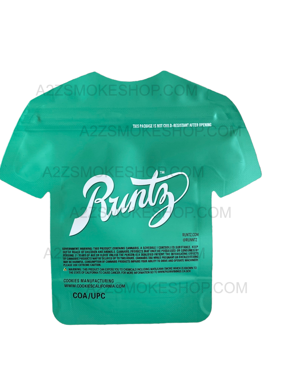 Runtz Green Cut out Mylar Bags by 3.5 Grams Smell Proof Die Cut