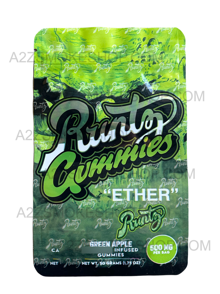Gummies - Ether Green Apple 500mg  Mylar Bag Packaging Only