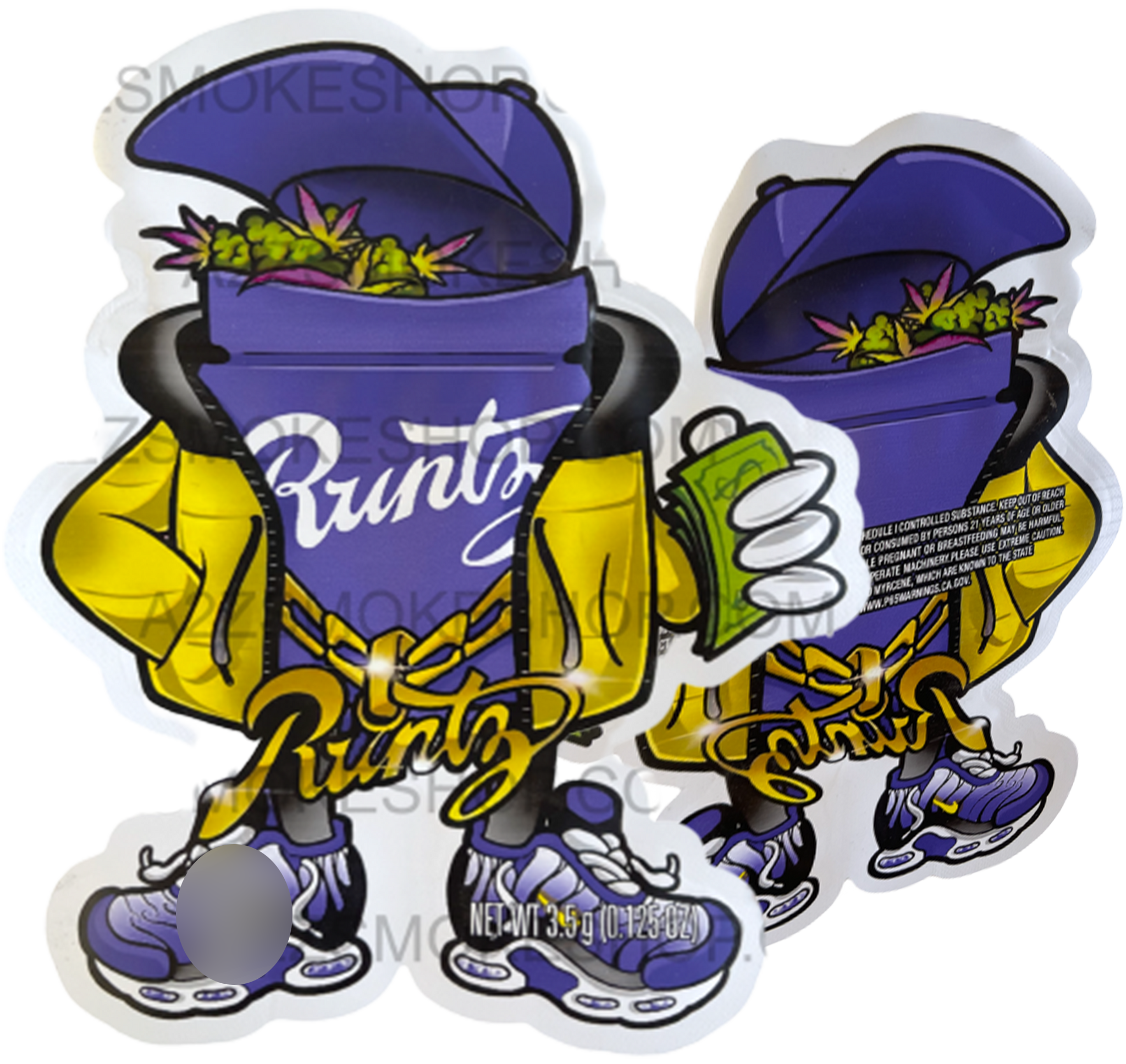 cut out Mylar bag  3.5g Packaging Only