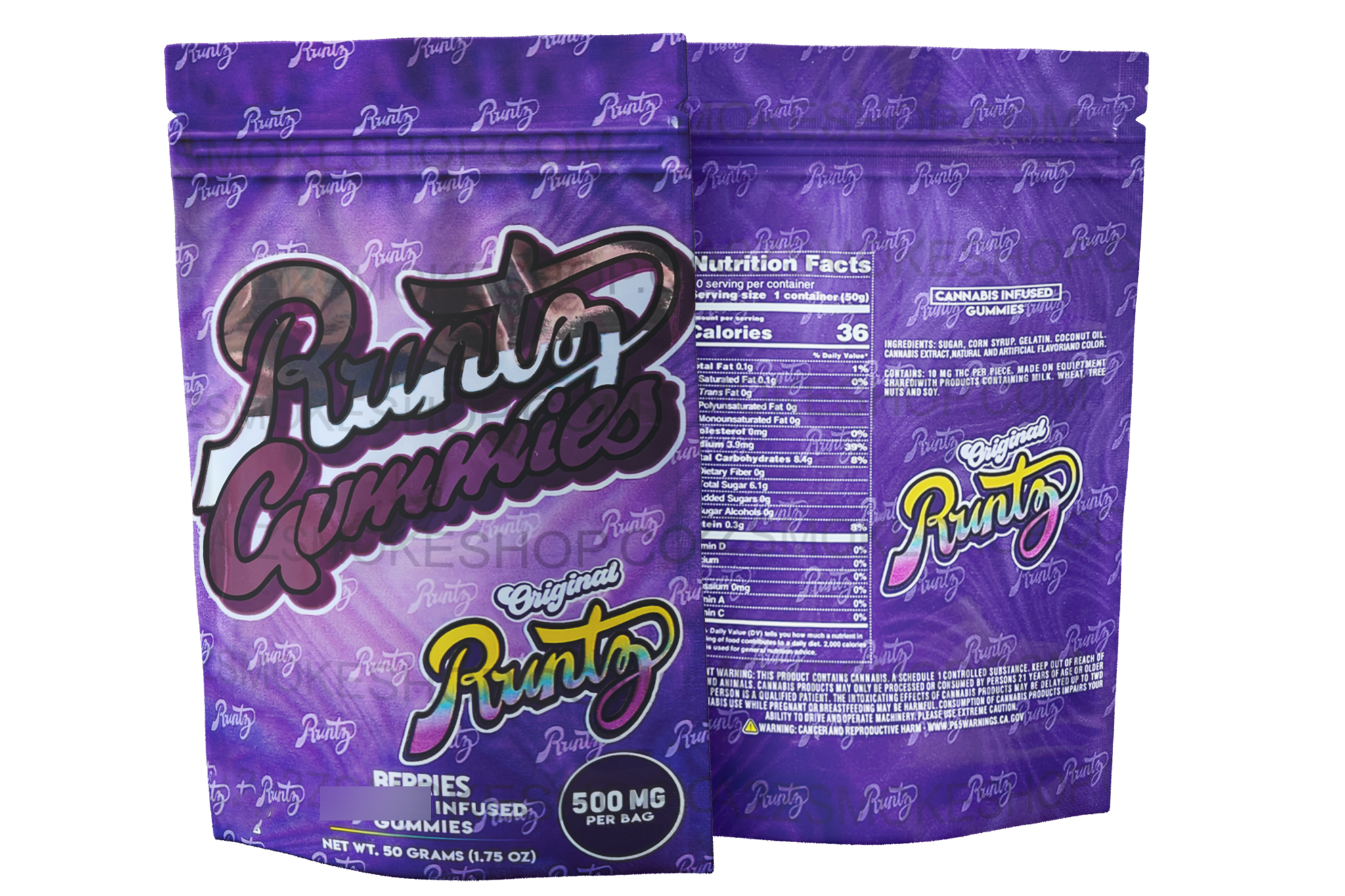 Runtz Gummies - Purple  Berries 500mg  Mylar Bag Packaging ONLY Does not include gummies