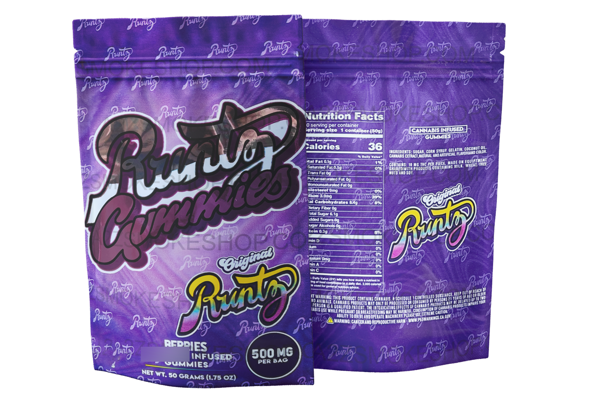 Runtz Gummies - Purple  Berries 500mg  Mylar Bag Packaging Only