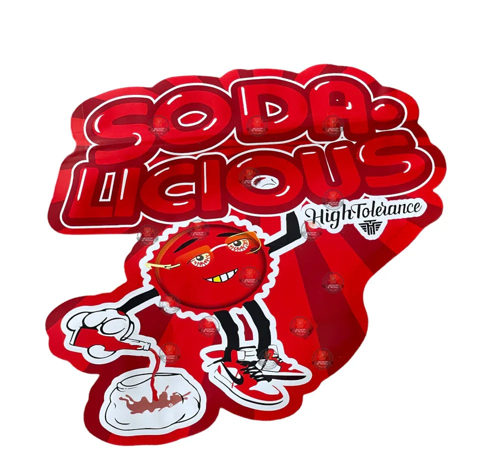 Soda Licious 3.5G Holographic Bag - High Tolerance cut out Mylar zip lock bag - Black Unicorn Hub