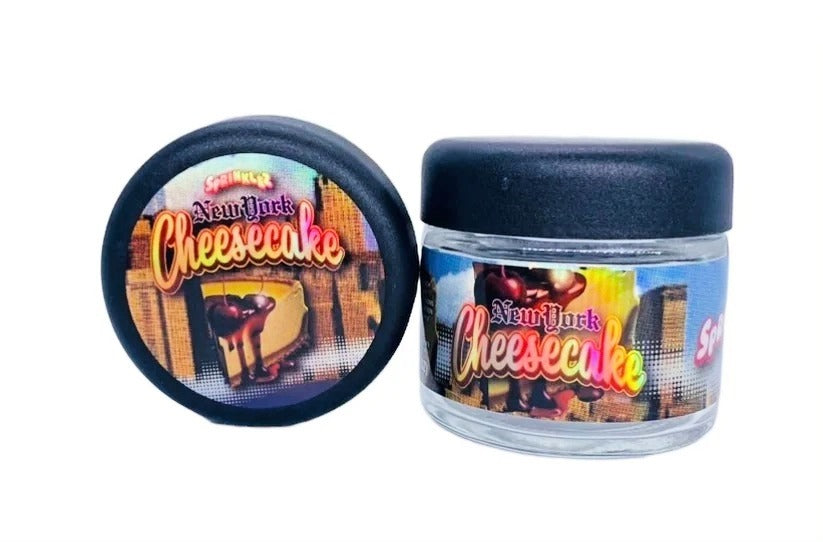 New York Cheesecake Sprinklez 3.5g Glass Jars with Holographic Stickers Child Resistant jar