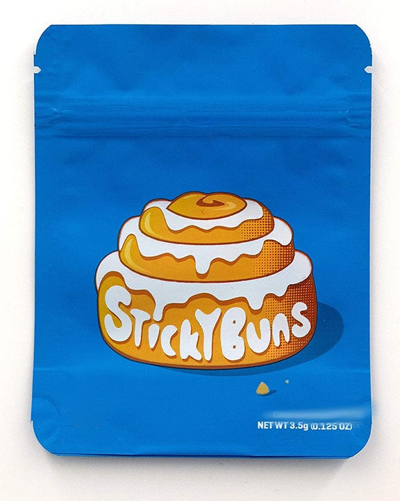 Cookies Sticky Buns Mylar Bags 3.5 Grams Smell Proof Resealable Bags w/ Holographic Authenticity Stickers and Label