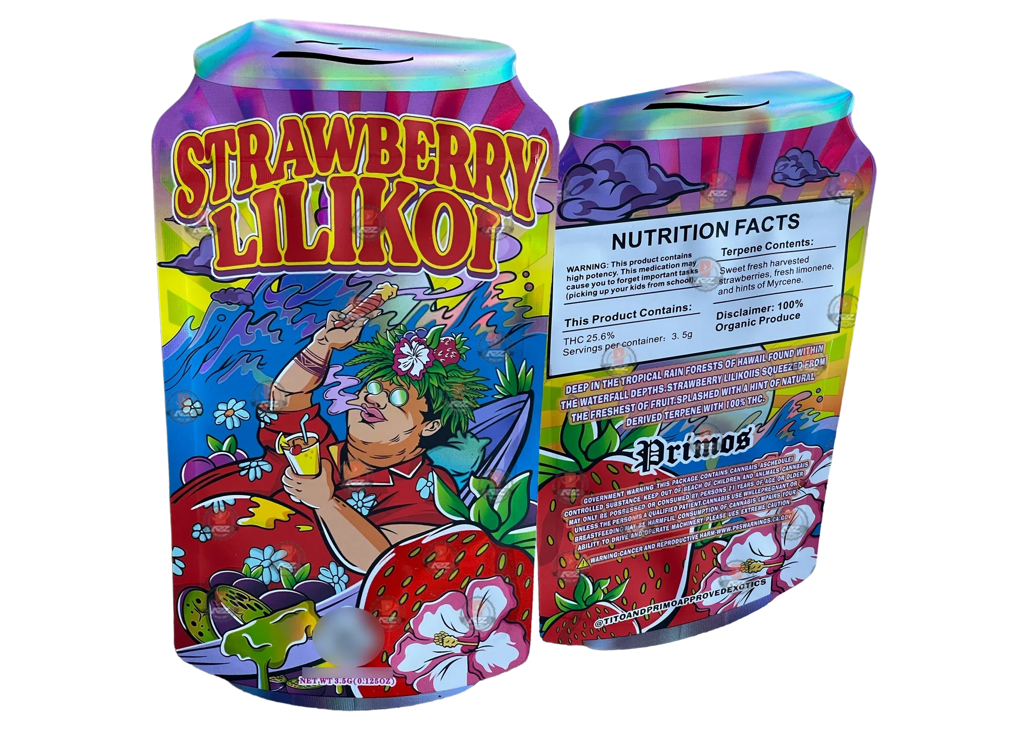 Strawberry Lilikoi Mylar Bag 3.5G Holographic Cut Out - Black Unicorn Hub