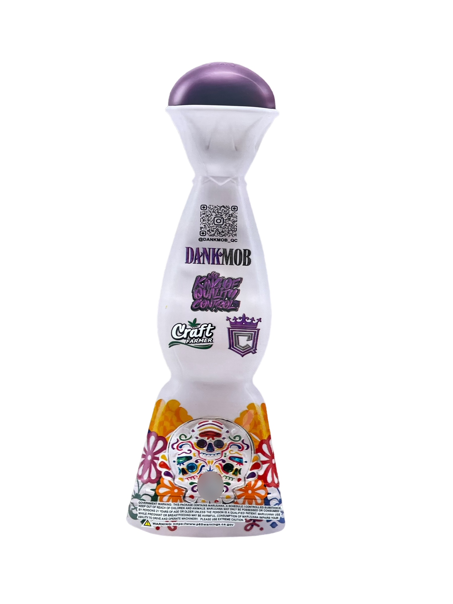 Dank Mob Taquila Bottle 3.5g Mylar Bag Cut Out-Holographic 3