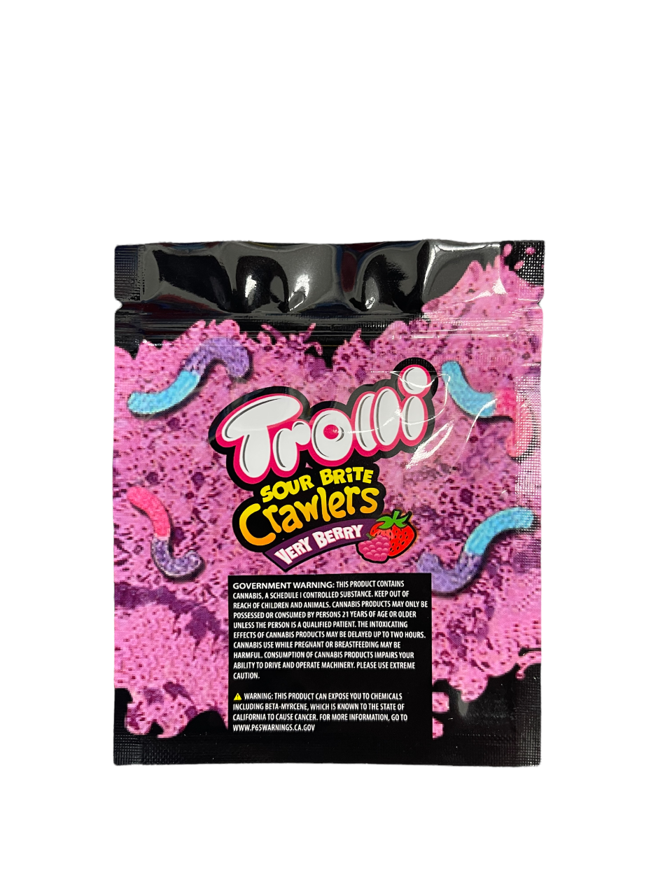 Trolli Sour Brite Crawlers Very Berry 600mg Mylar bags packaging only 3x3