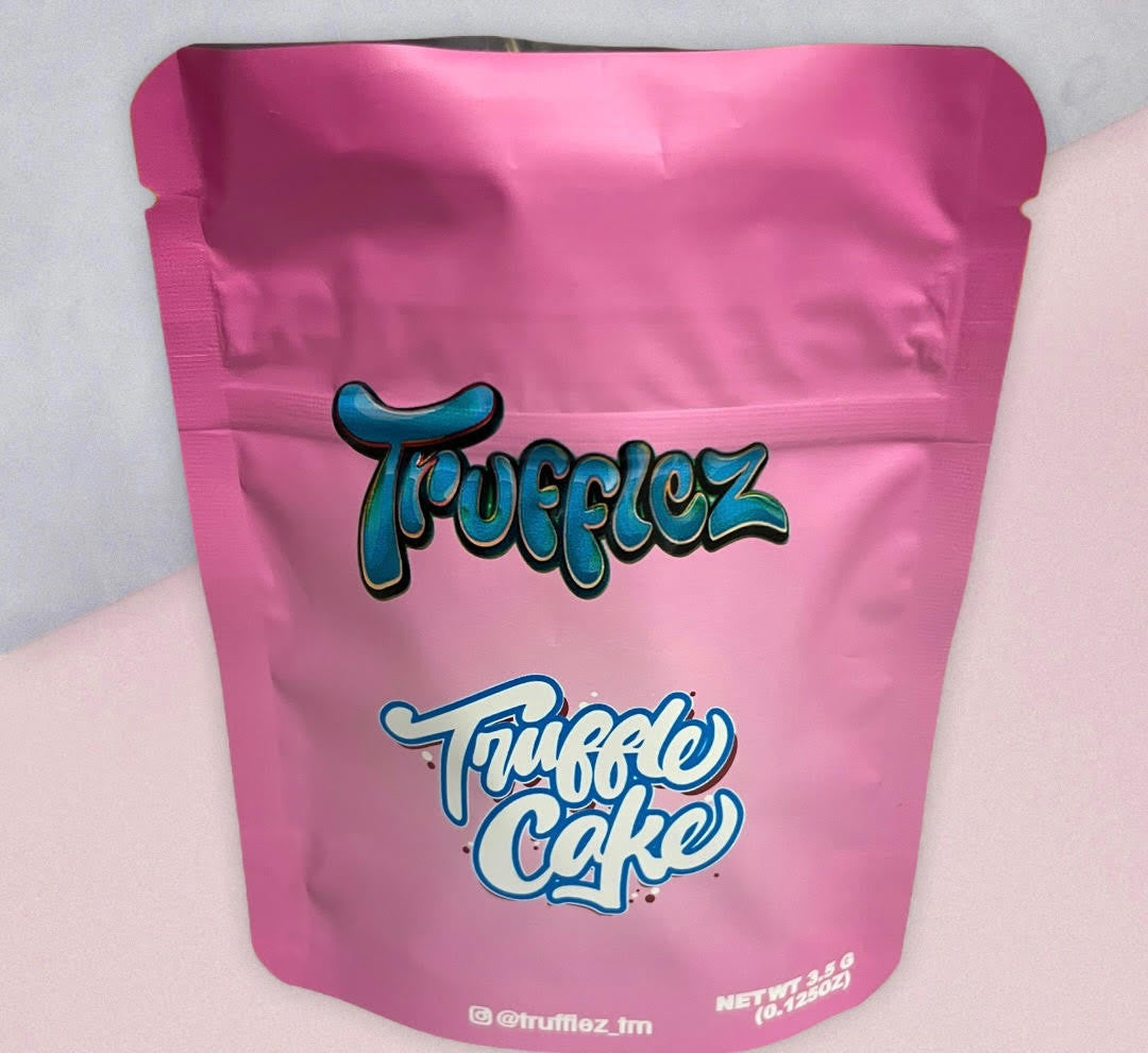 Trufflez truffle Cake- Pink Mylar bag 3.5g Smell Proof Airtight Mylar Bag