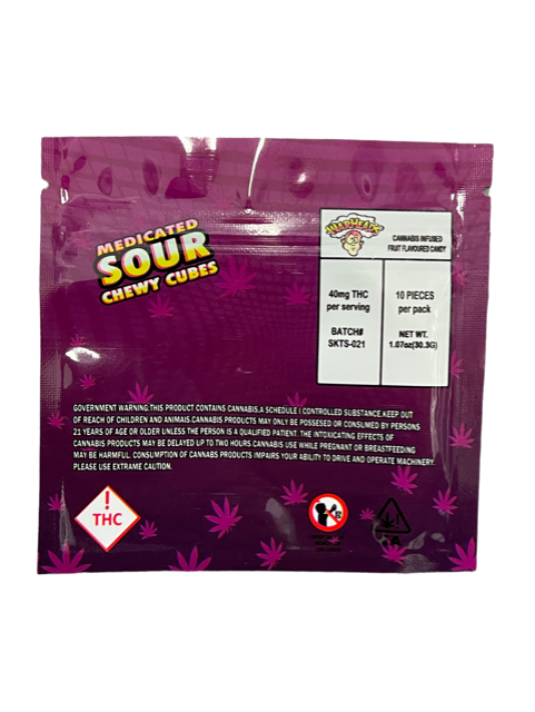 War Heads Sour 400mg Mylar bags Chewy cubes- packaging only