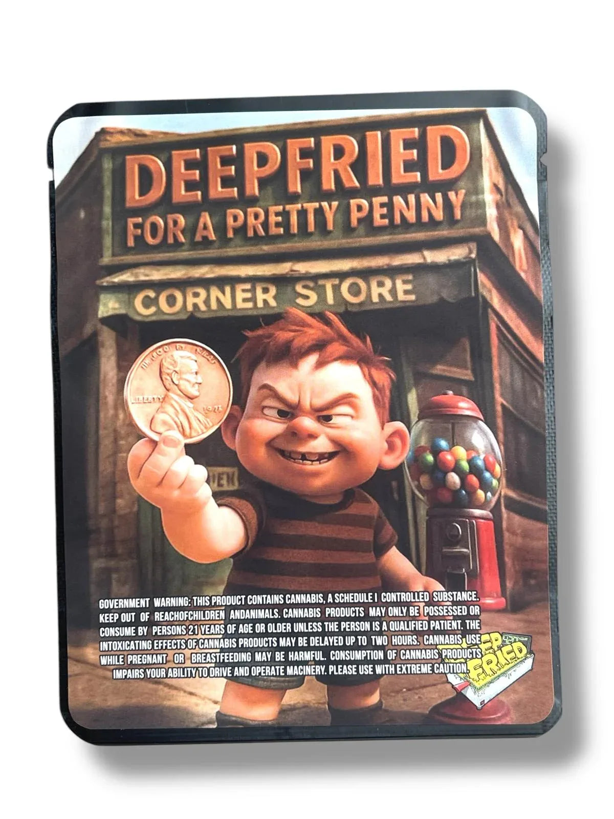 Deep Fried For A Pretty Penny Combo Sticker Mylar Bags | 16oz, 1oz & 3.5g - Black Unicorn Hub