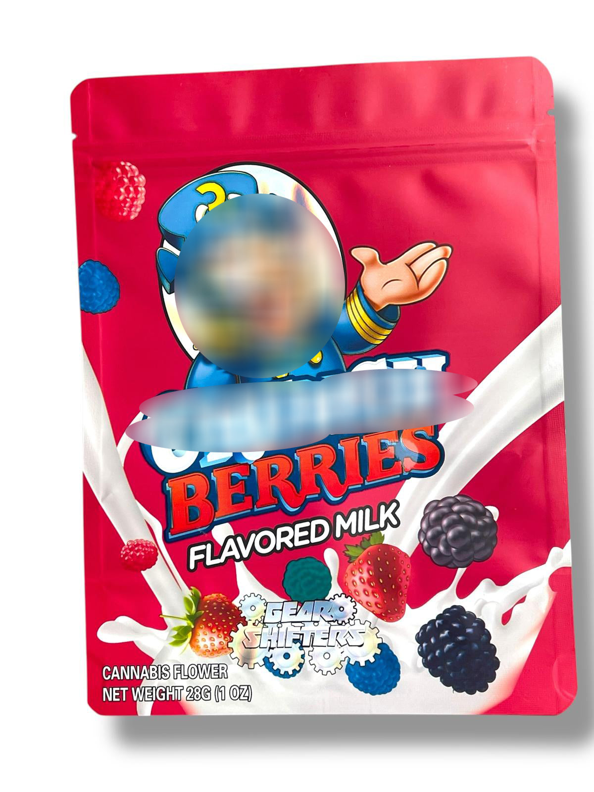 Berries Flavored Milk 1 OZ  28G empty Mylar bag 1 ounce (50 Count) Gear Shifters
