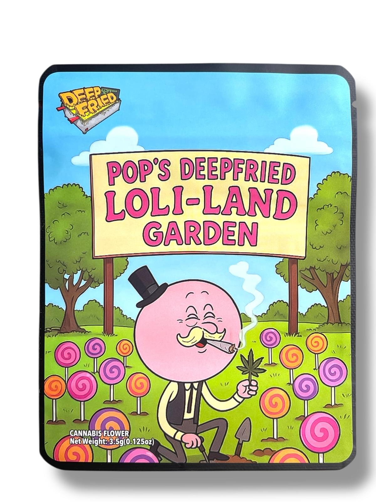 Deep fried Pop's Deep Fried Loli-Land Garden 3.5G Sticker Mylar Bags