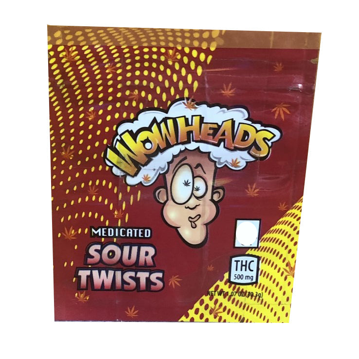 Wow Heads Sour Twist  500mg Mylar bags packaging only