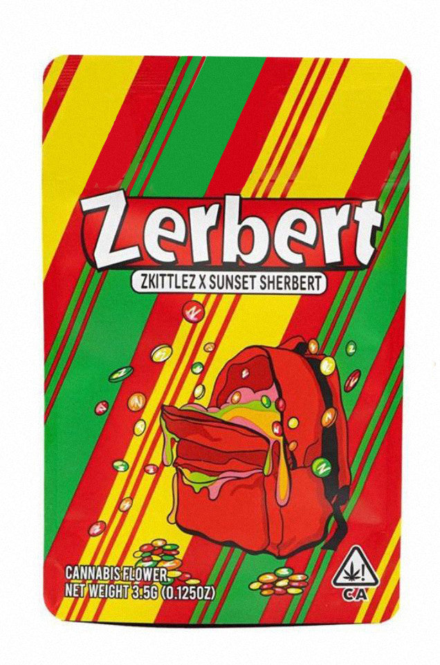 Zerbert Mylar Bags 3.5g SMELL PROOF RESEALABLE ZERBERT BAGS W/ TAMPER STICKER