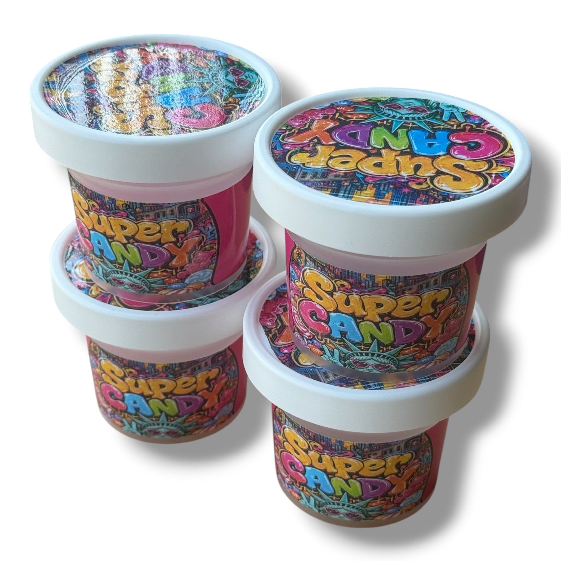 Super Candy Ice Cream Style 3.5G Plastic Jars with Display Boxes – Packaging Only