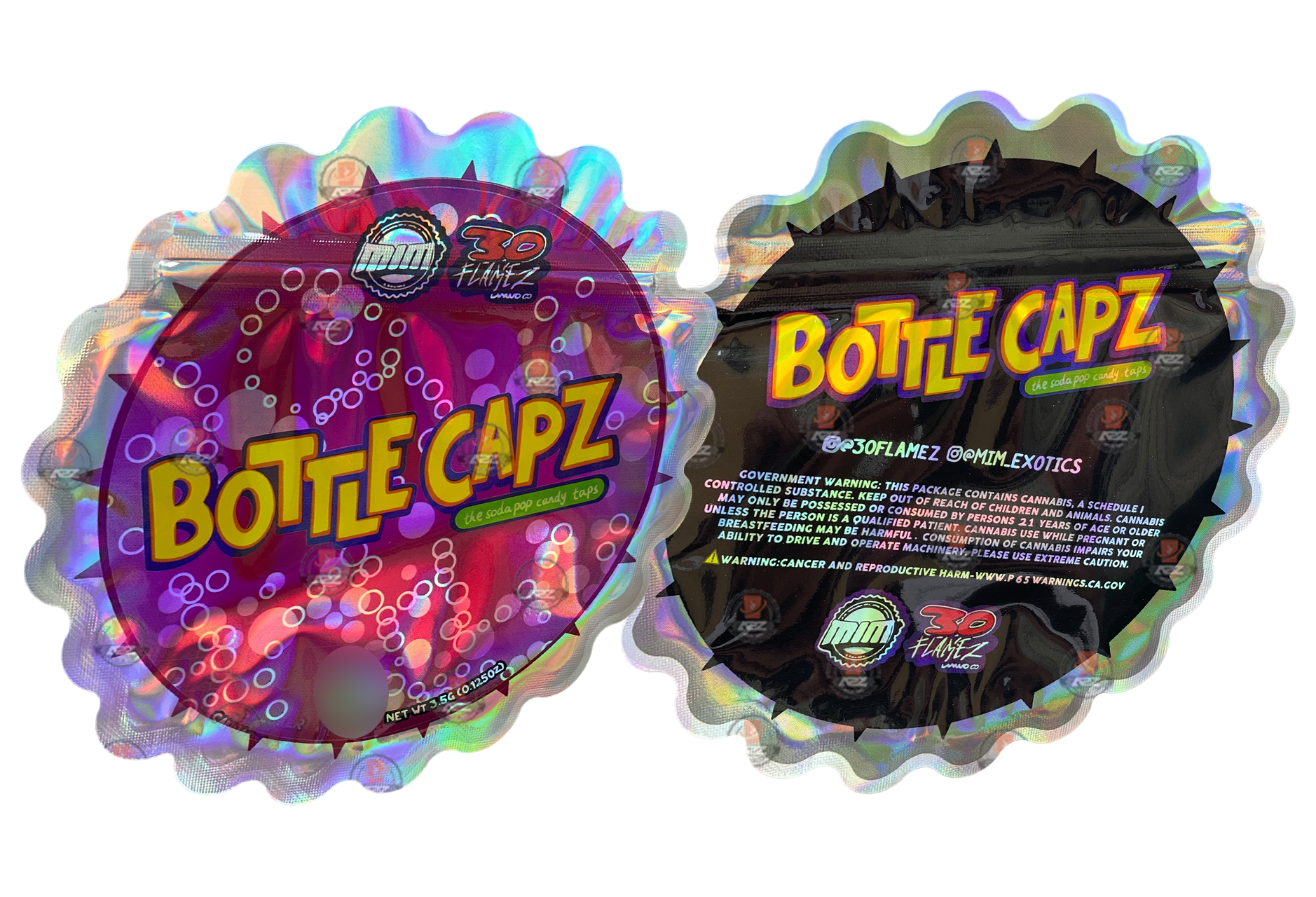 Bottle Capz Soda Pop Candy Taps 3.5g Cut Out Mylar Bag- Packaging Only