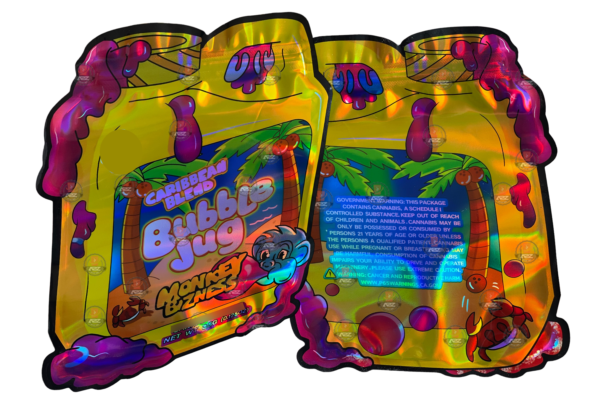 Caribbean Blend Bubble Jug 3.5g Mylar Bag- Money Bizness Holographic