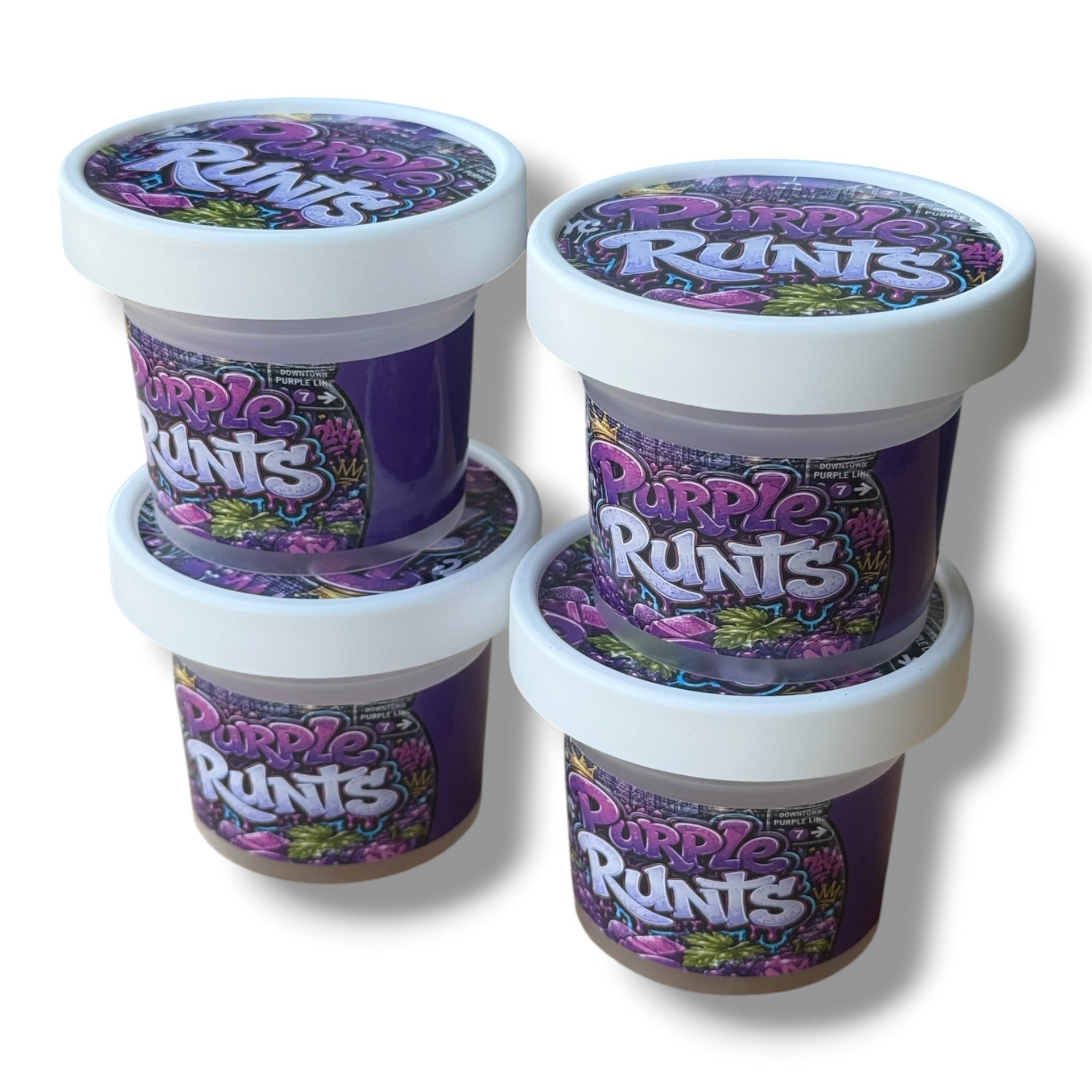 Purple Runts Ice Cream Style 3.5G Plastic Jars with Display Boxes – Packaging Only