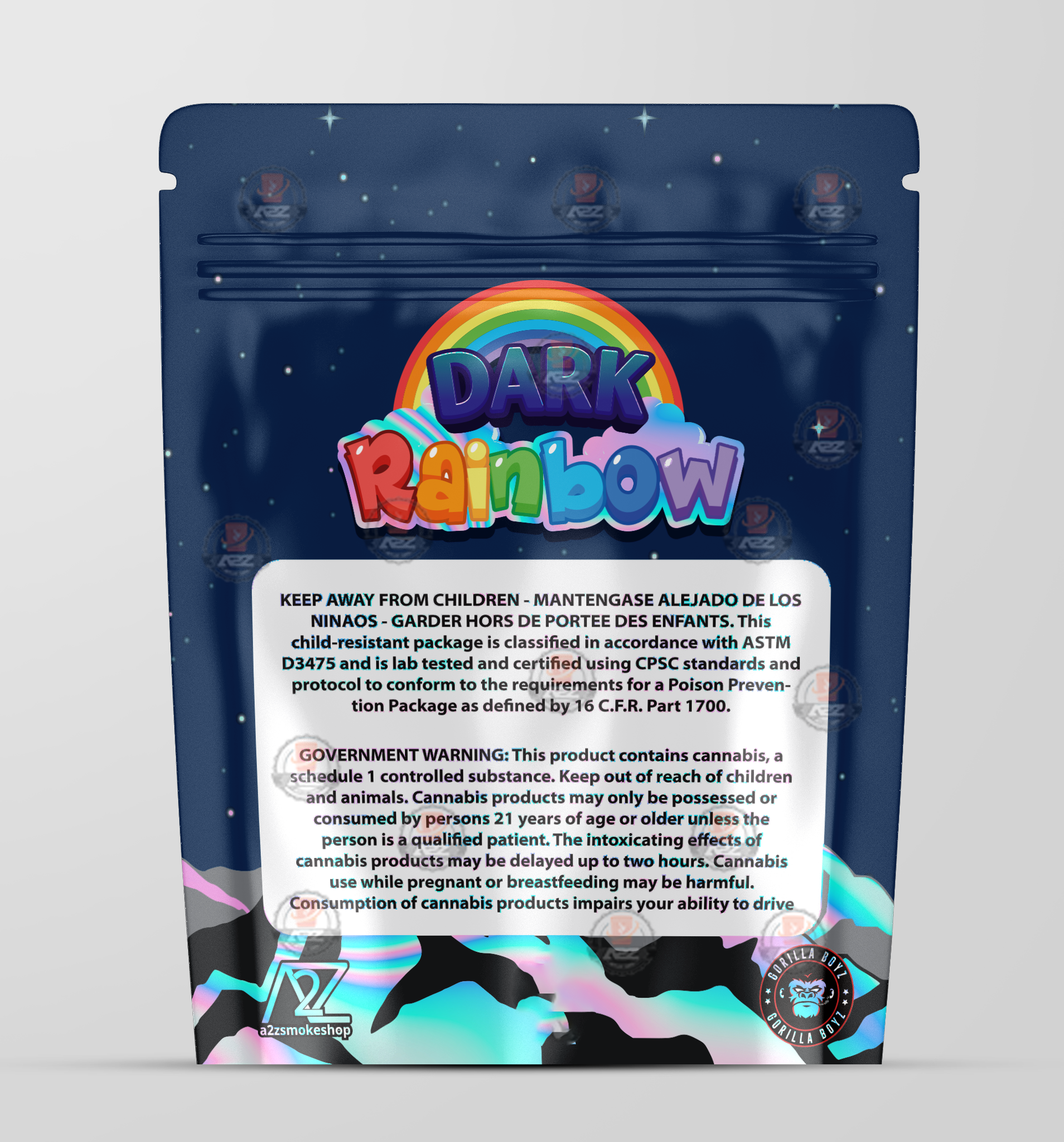 Dark Rainbow Holographic Mylar bag 3.5g - Black Unicorn - Packaging only