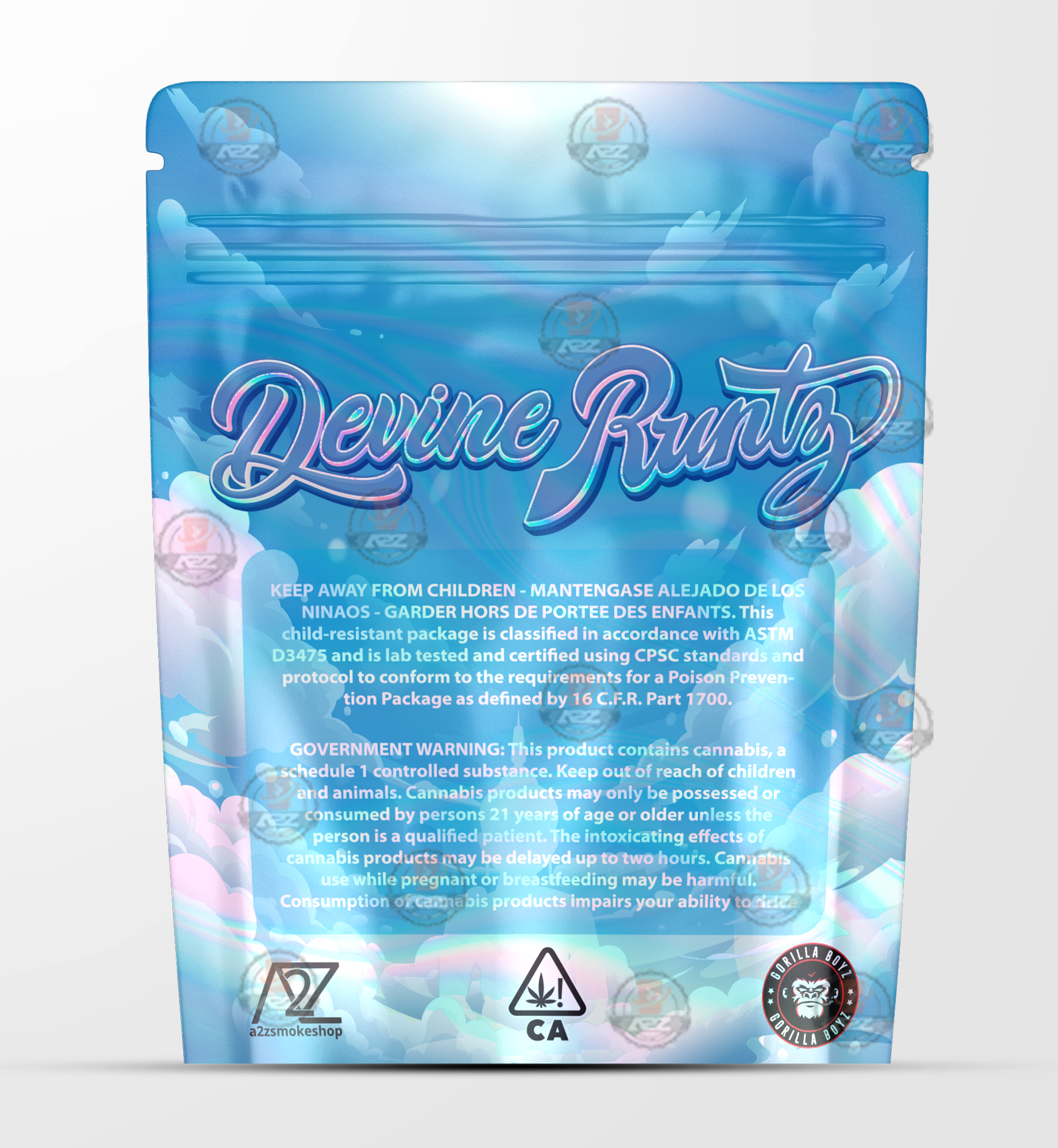 Devine Runtz Holographic Mylar bag 3.5g - Black Unicorn - Packaging only