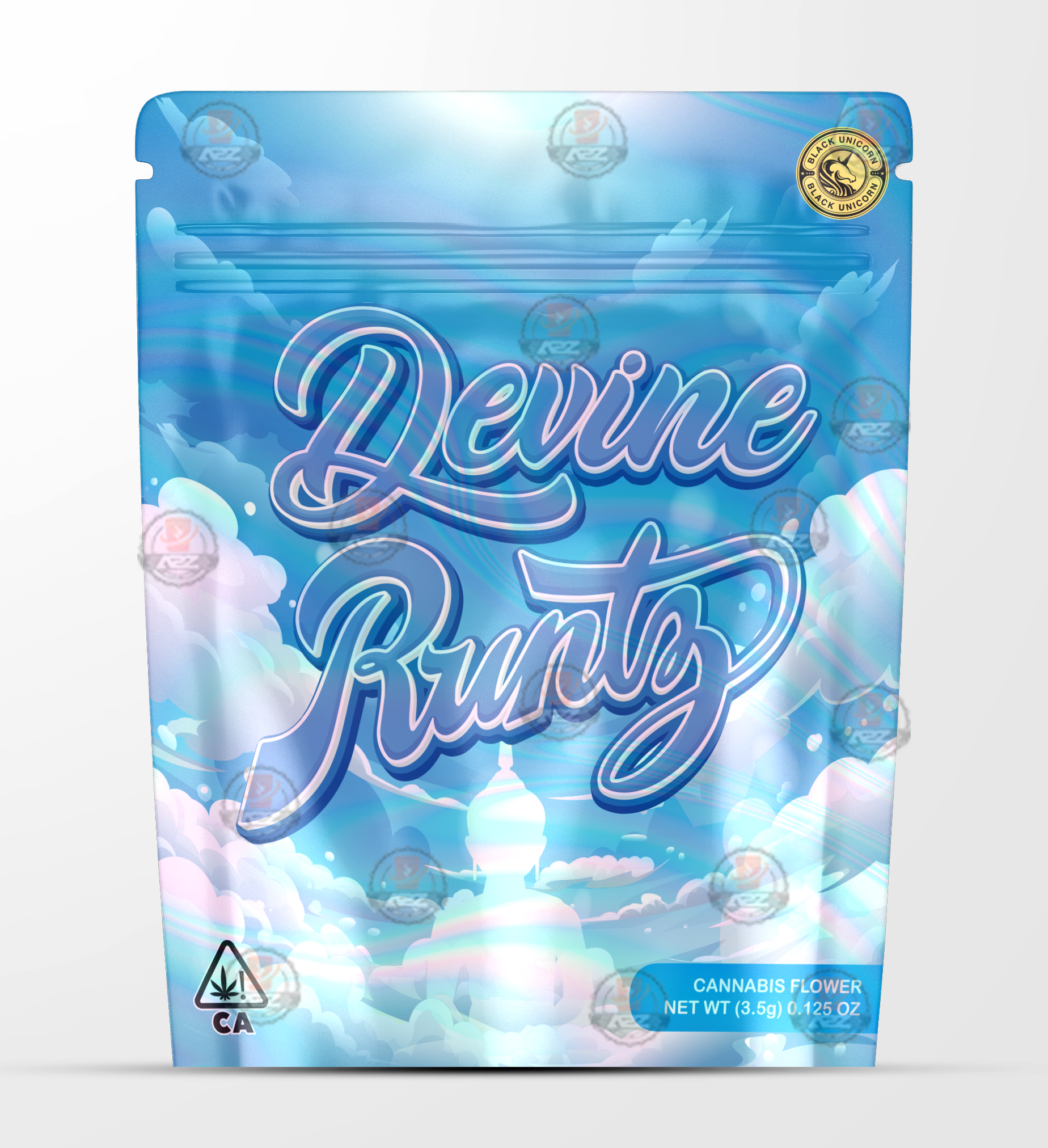 Devine Runtz Holographic Mylar bag 3.5g - Black Unicorn - Packaging only