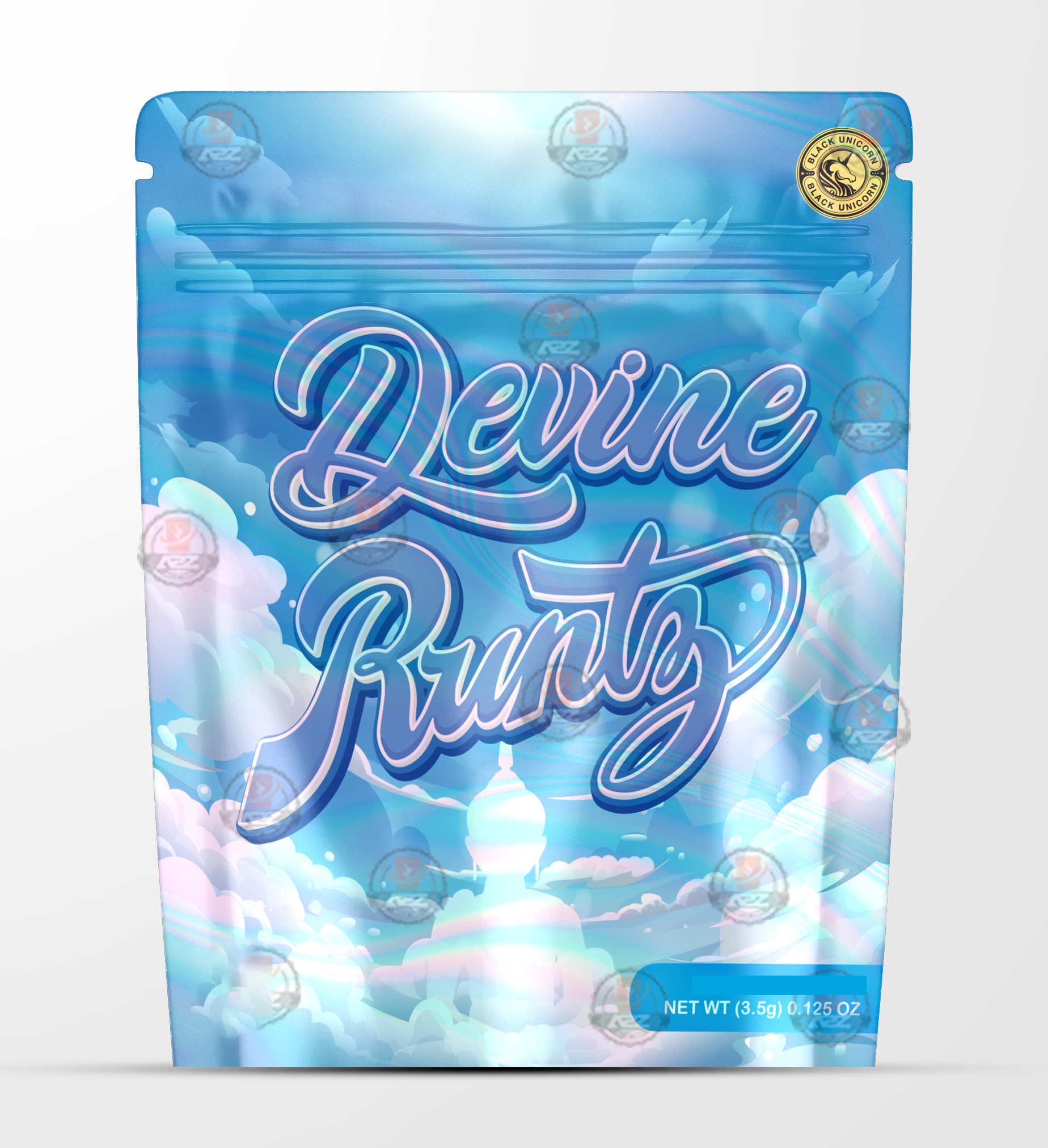 Devine Runtz Holographic Mylar bag 3.5g - Black Unicorn - Packaging only