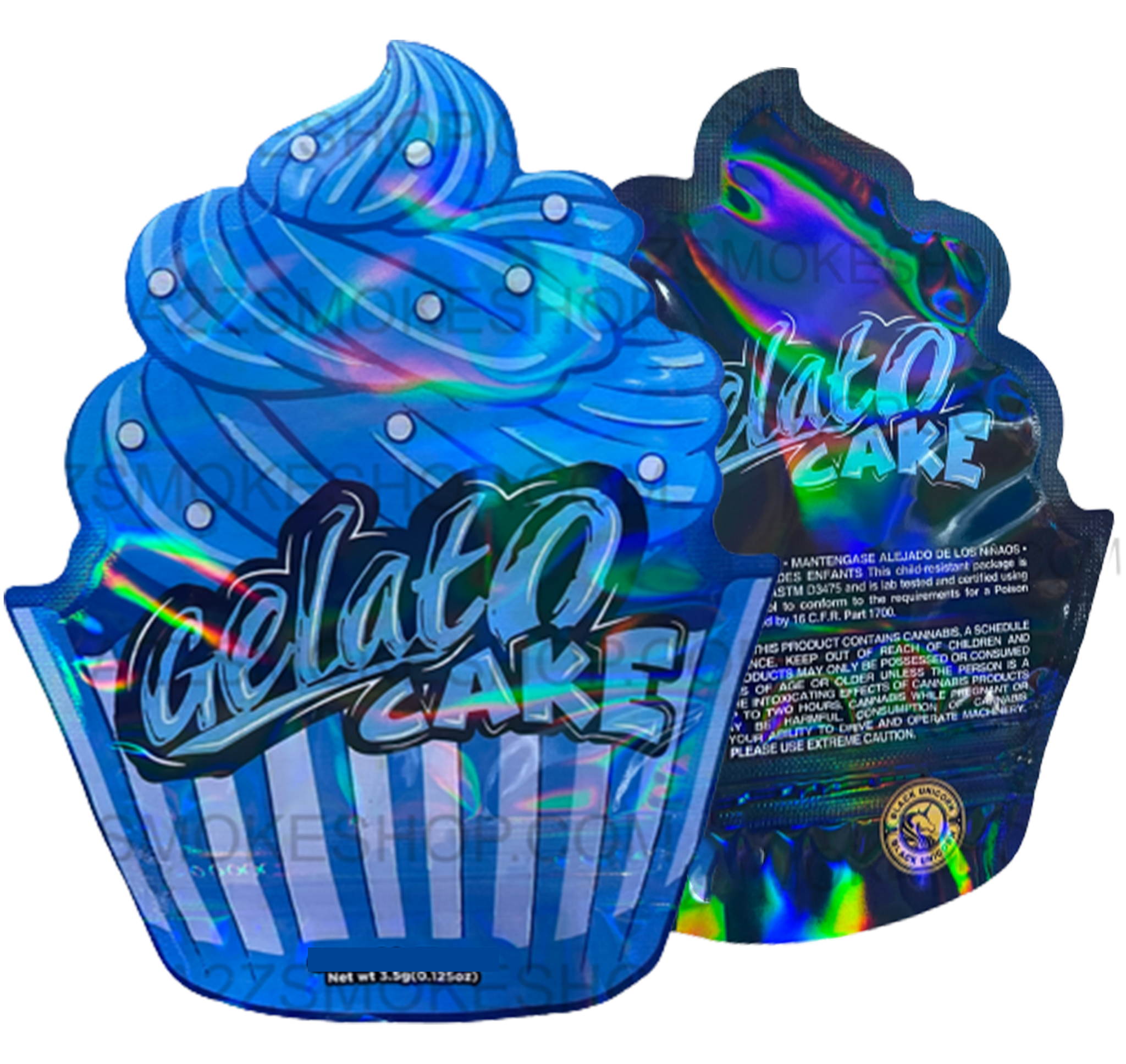 Black Unicorn Gelato Cake cut out Holographic Mylar bag 3.5g