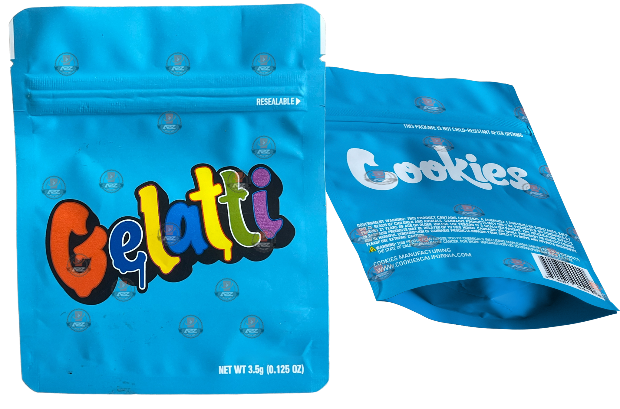 Cookies Gelatti Mylar Bags 3.5 Grams Smell Proof Resealable Cookies Bags w/ Holographic Authenticity Stickers