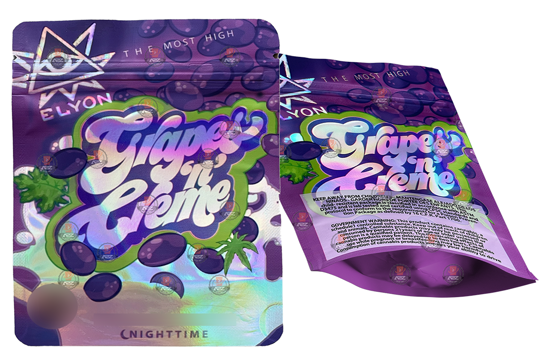 Grapes N Creme Mylar bag 3.5g Holographic Elyon