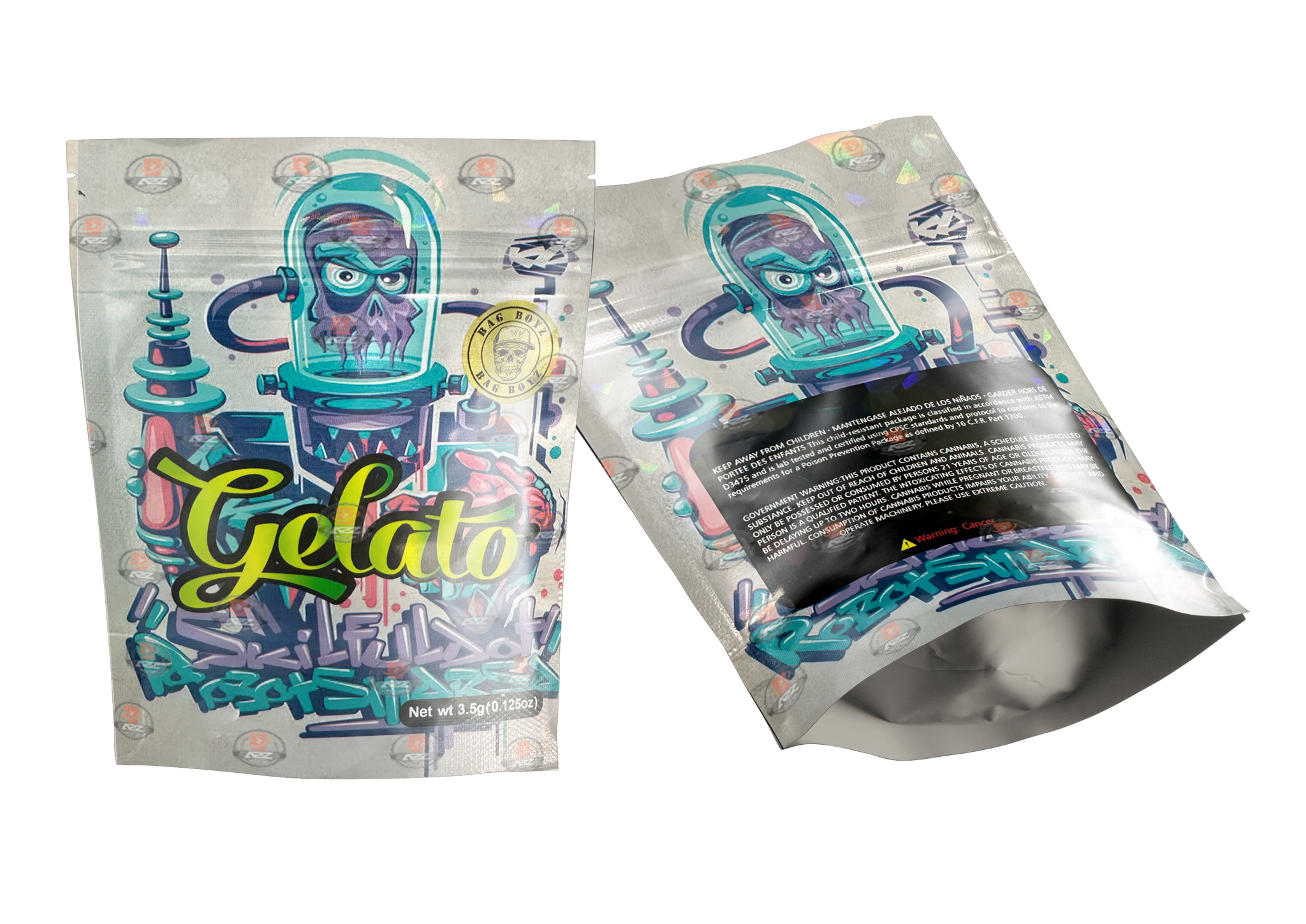 Robot Gelato Mylar bags 3.5g Packaging Only