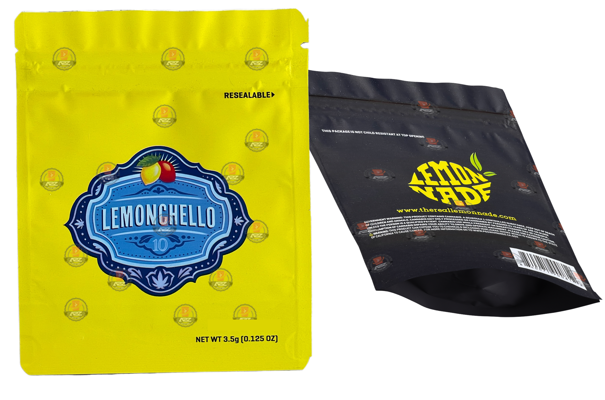 Cookies Lemonchello Mylar Bags 3.5 Grams Smell Proof Resealable Bags w/ Holographic Authenticity Stickers )