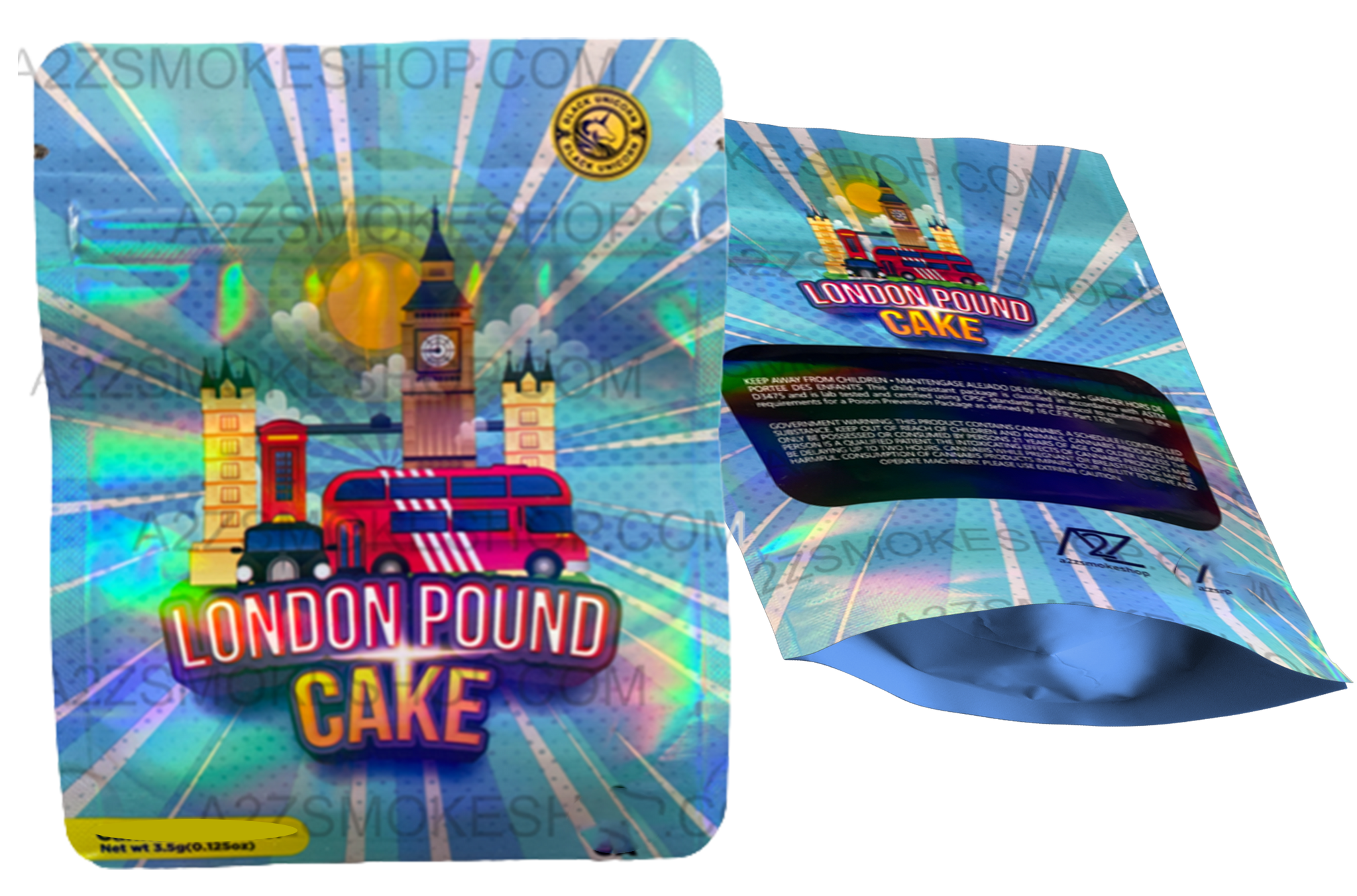 Black Unicorn-London Pound Cake Holographic Mylar bag 3.5g