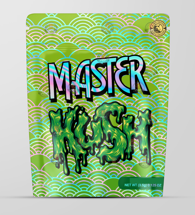 Master Kush Holographic Mylar bag 3.5g - Black Unicorn - Packaging only