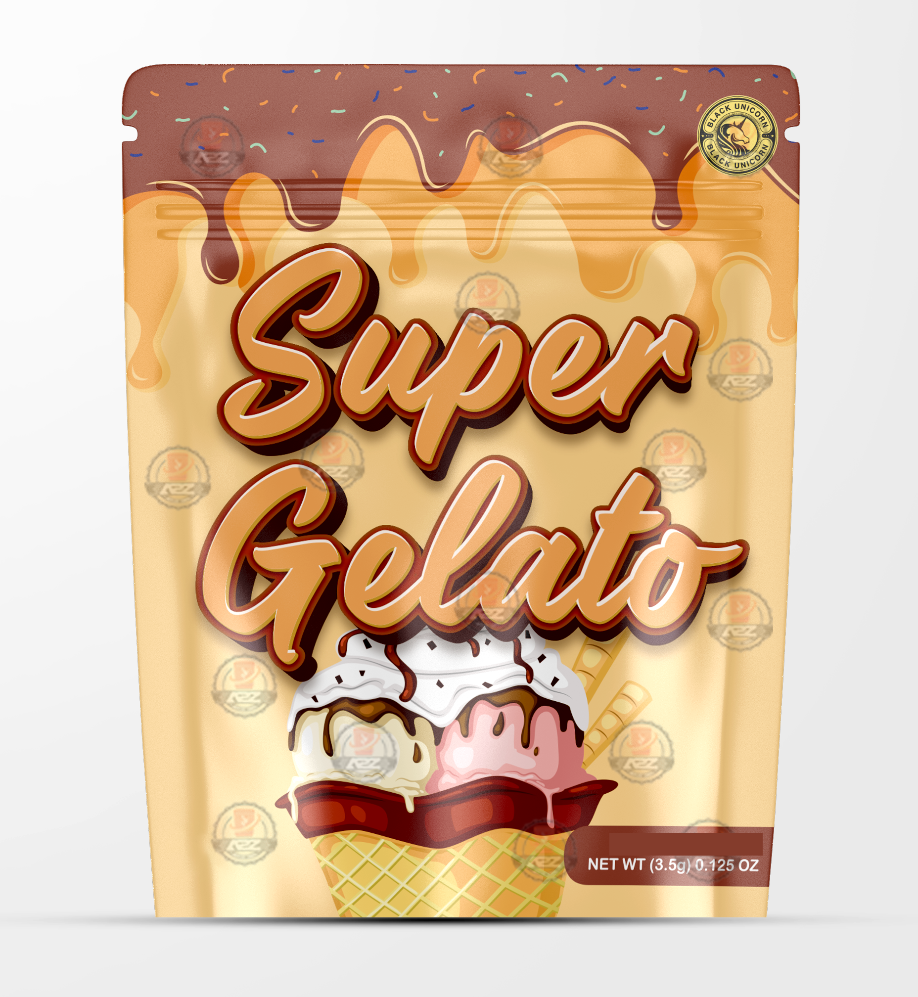 Super Gelato Holographic Mylar bag 3.5g - For Flower- Black Unicorn