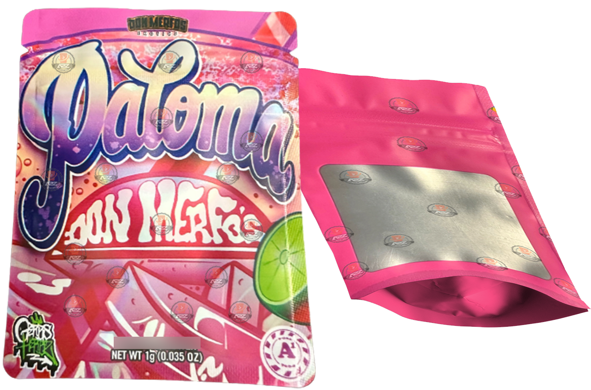 Don Merfos Paloma bag 1 Gram Mylar bags with window - Packaging Only