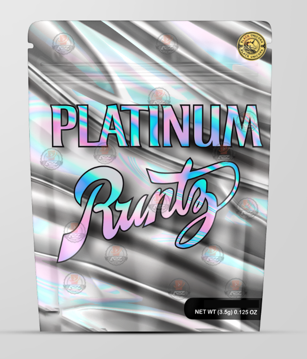 Platinum Runtz Holographic Mylar bag 3.5g - Black Unicorn - Packaging only