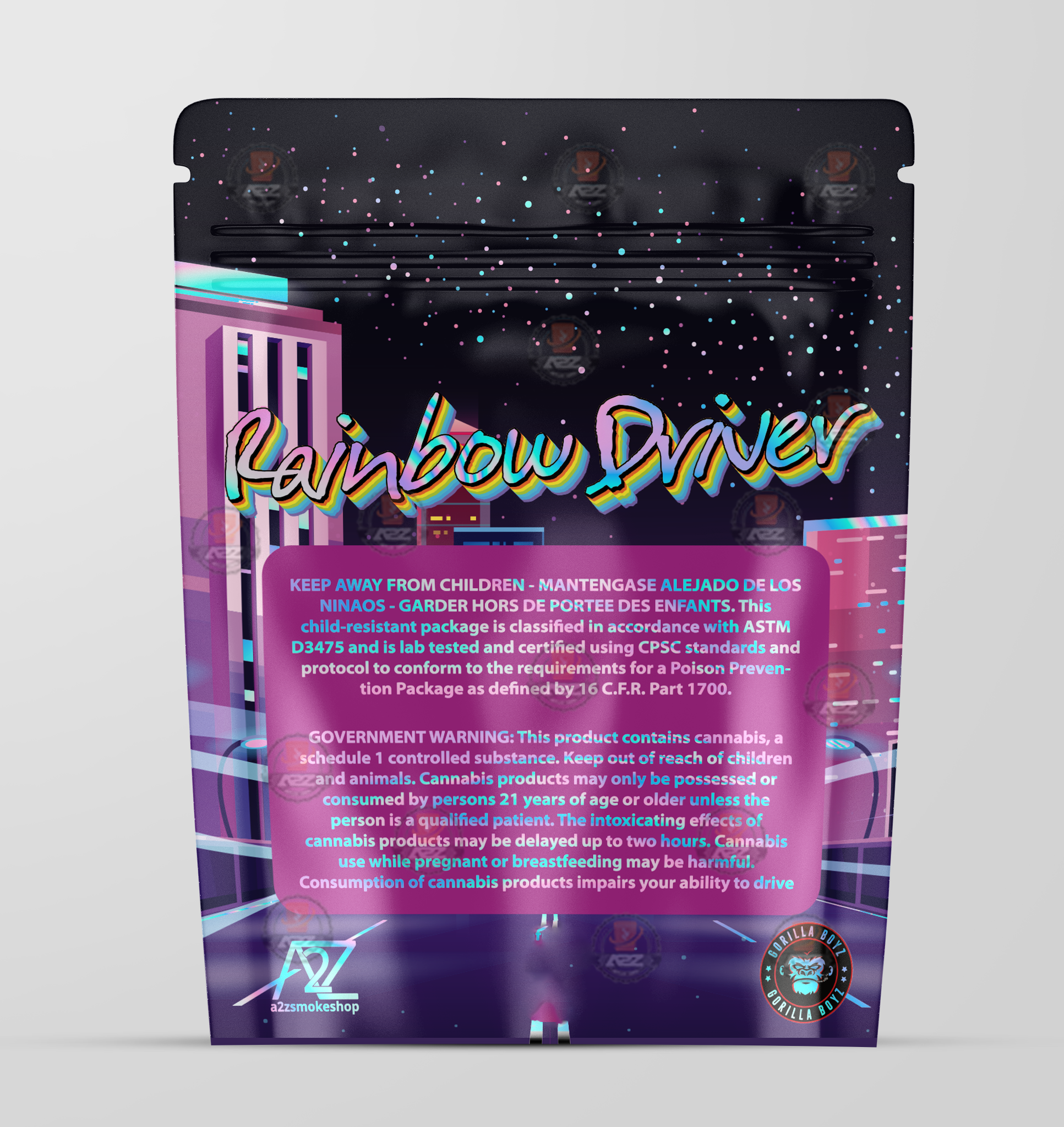 Rainbow Driver Holographic Mylar bag 3.5g - Black Unicorn - Packaging only