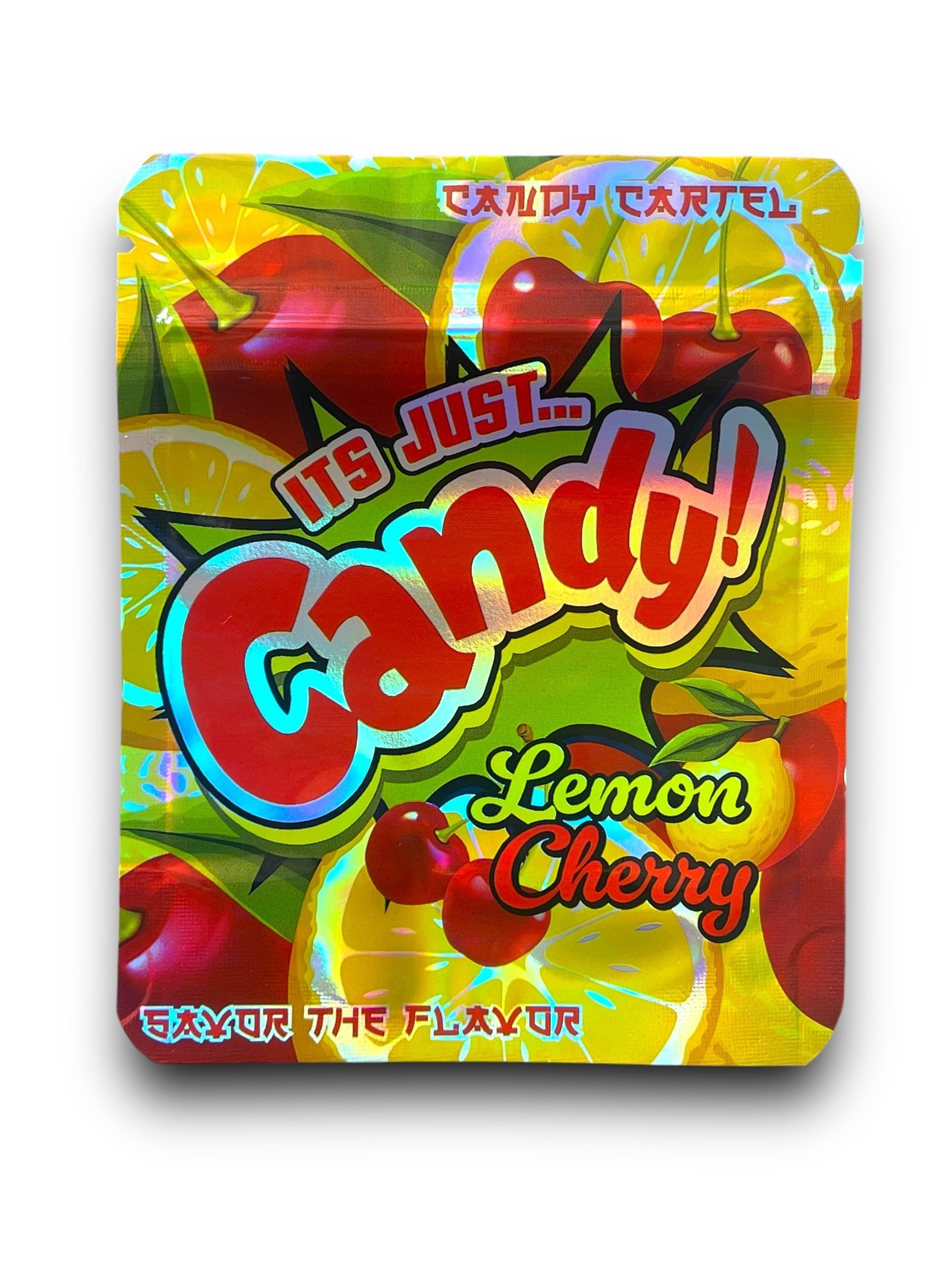 Candy Lemon Cherry Mylar Bags 3.5g Holographic Candy Cartel