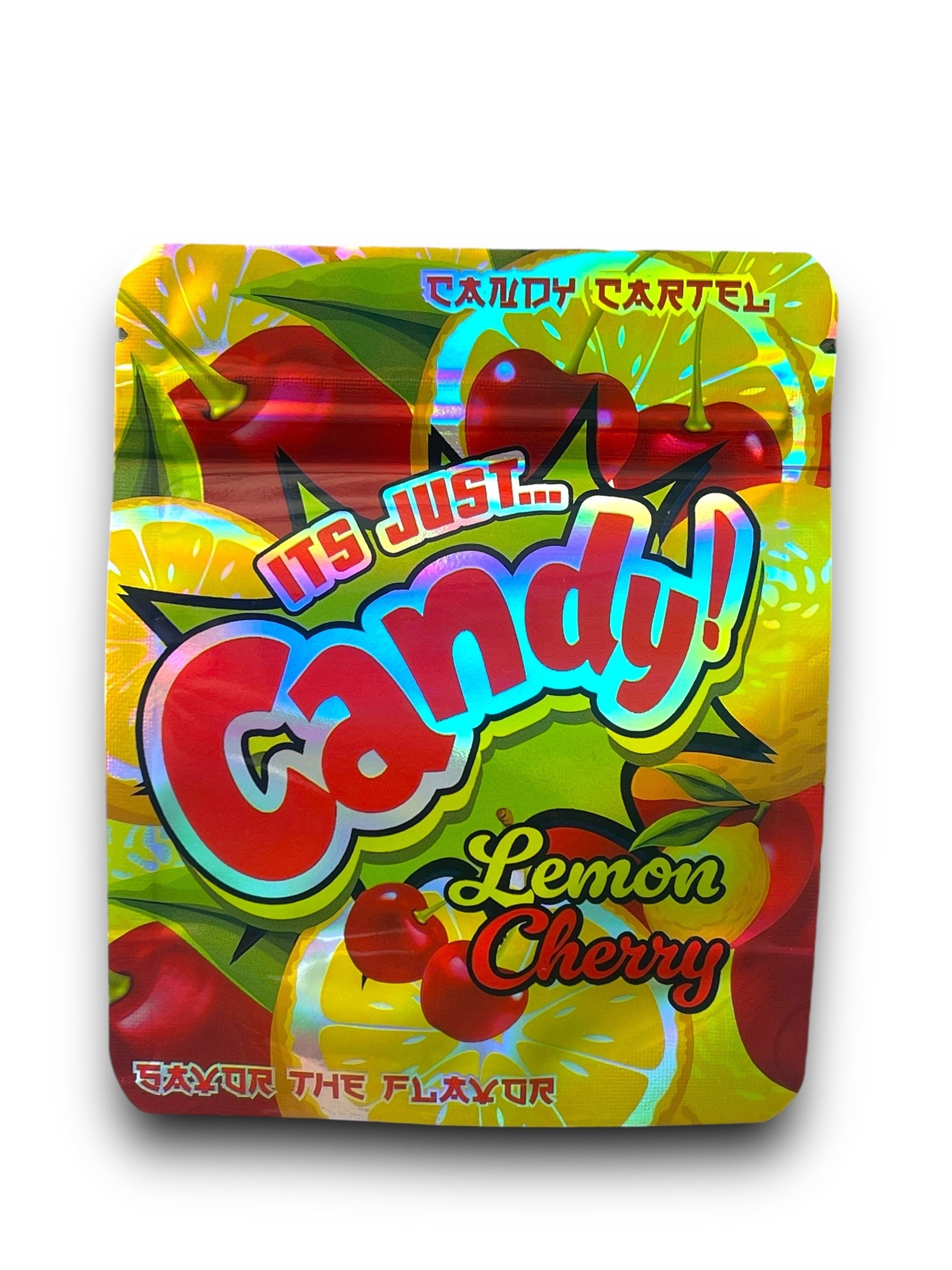 Candy Lemon Cherry Mylar Bags 3.5g Holographic Candy Cartel