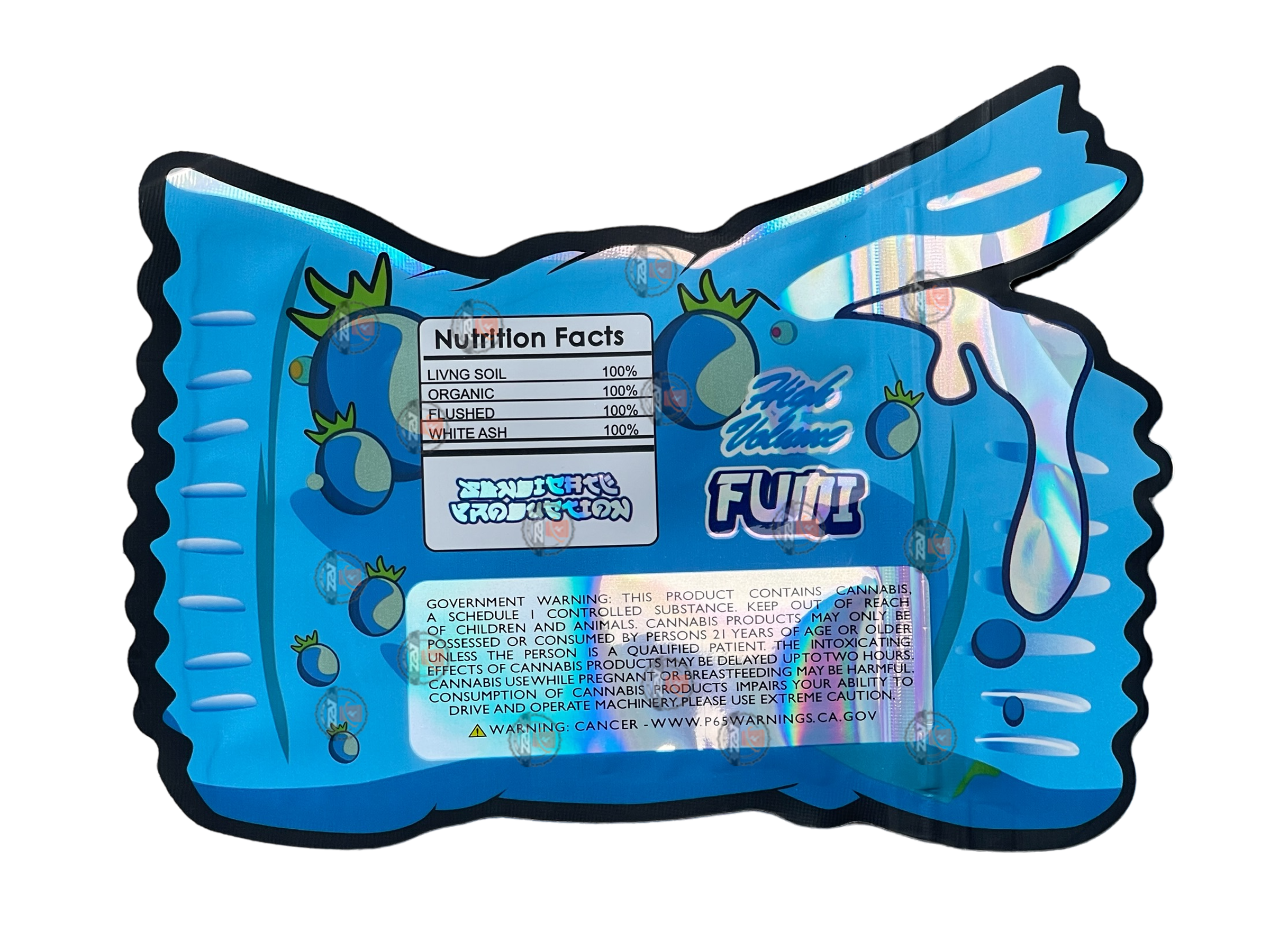 Mora Fresa Blueberry Fumi Cut Out Mylar Bags 3.5g Die Cut Holographic High Volume